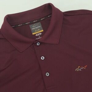 Greg Norman Tasso Elba Five Iron Polo Shirt Mens Large Burgundy PlayDry‎ Golf L